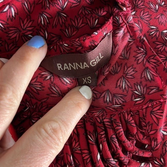 Anthropologie Ranna Gill Markie Cutout Blouse Red Floral - Picture 10 of 13
